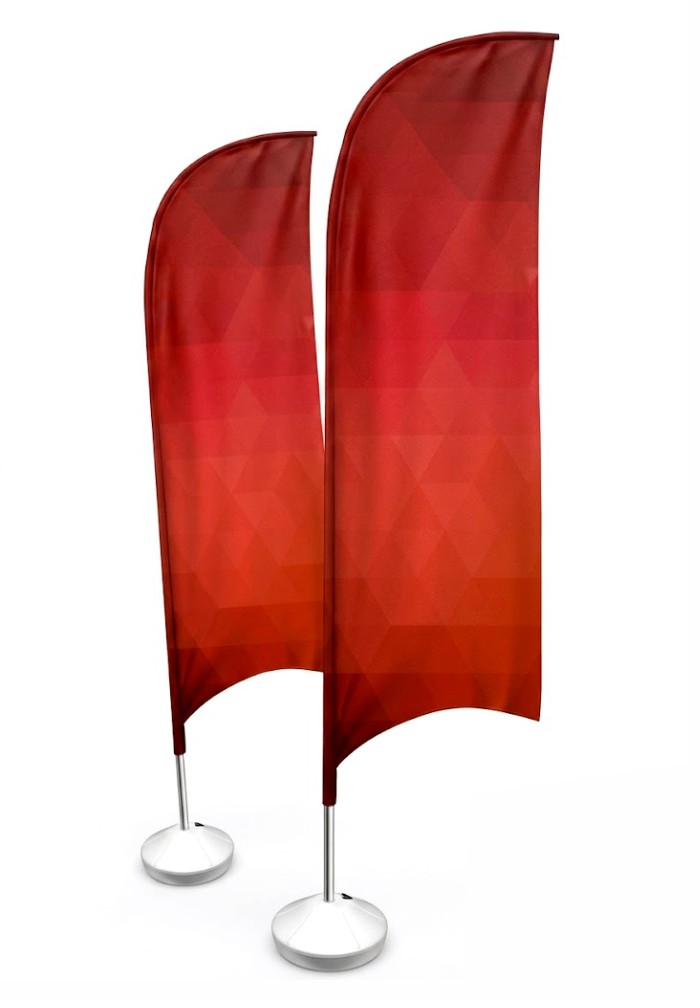 Windbanner Modelo Vela, exibido com base de fixação